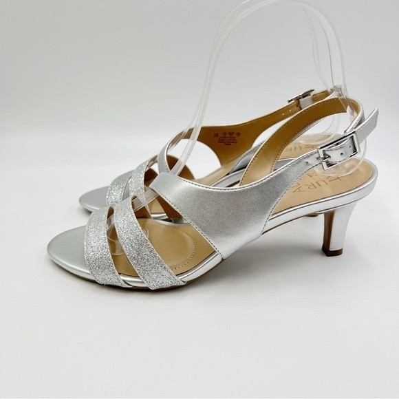 Naturalizer‎ Women's Silver Metallic Glitter Taimi Strappy Dress Sandal Heels 7 - Picture 7 of 15